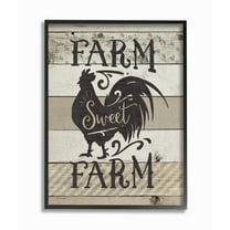 The Stupell Home Decor Collection Farm Sweet Farm Rustic Rooster Framed Giclee Texturized Art