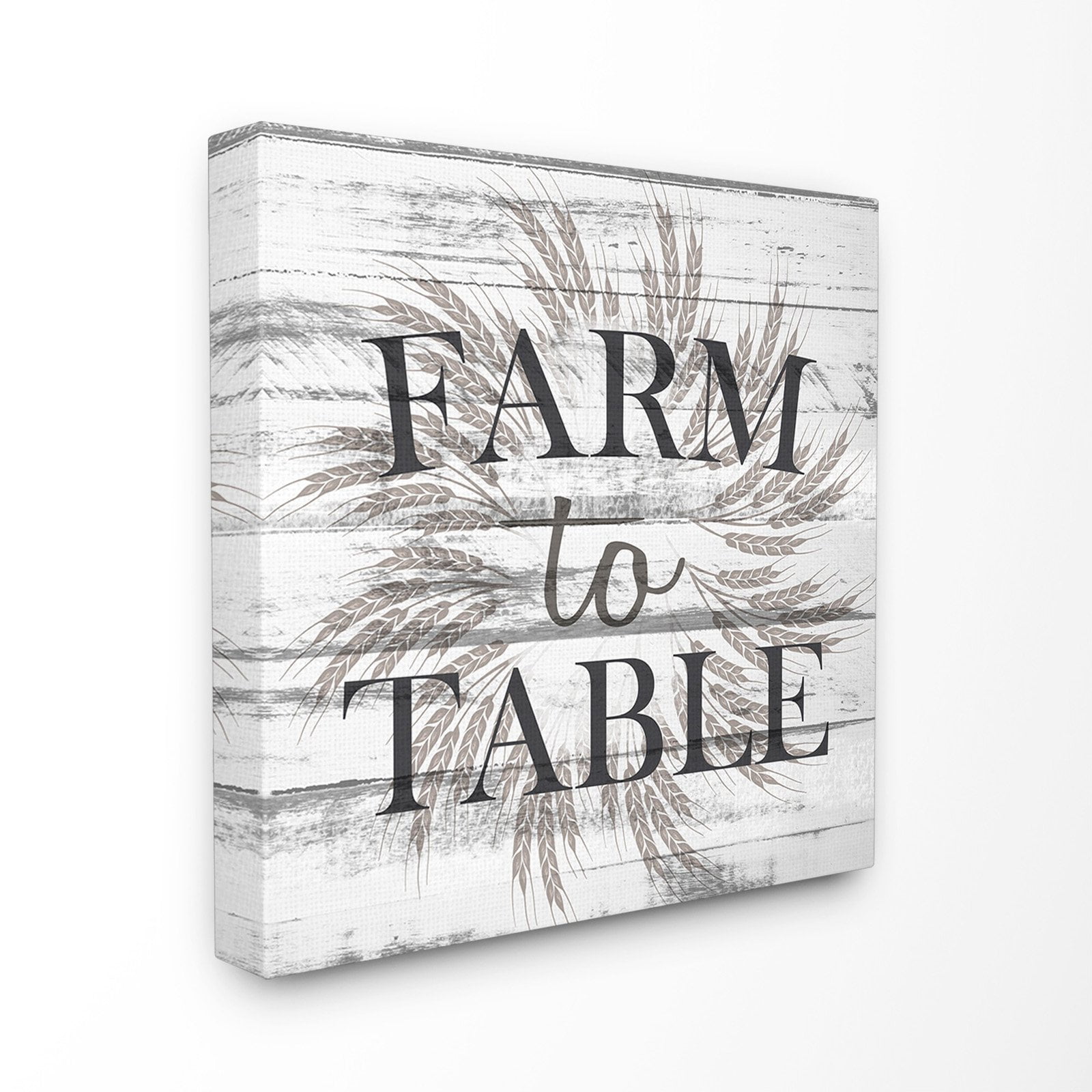 the stupell home decor collection farm to table grey and white planked look framed giclee texturized art, 12 x 1.5 x 12