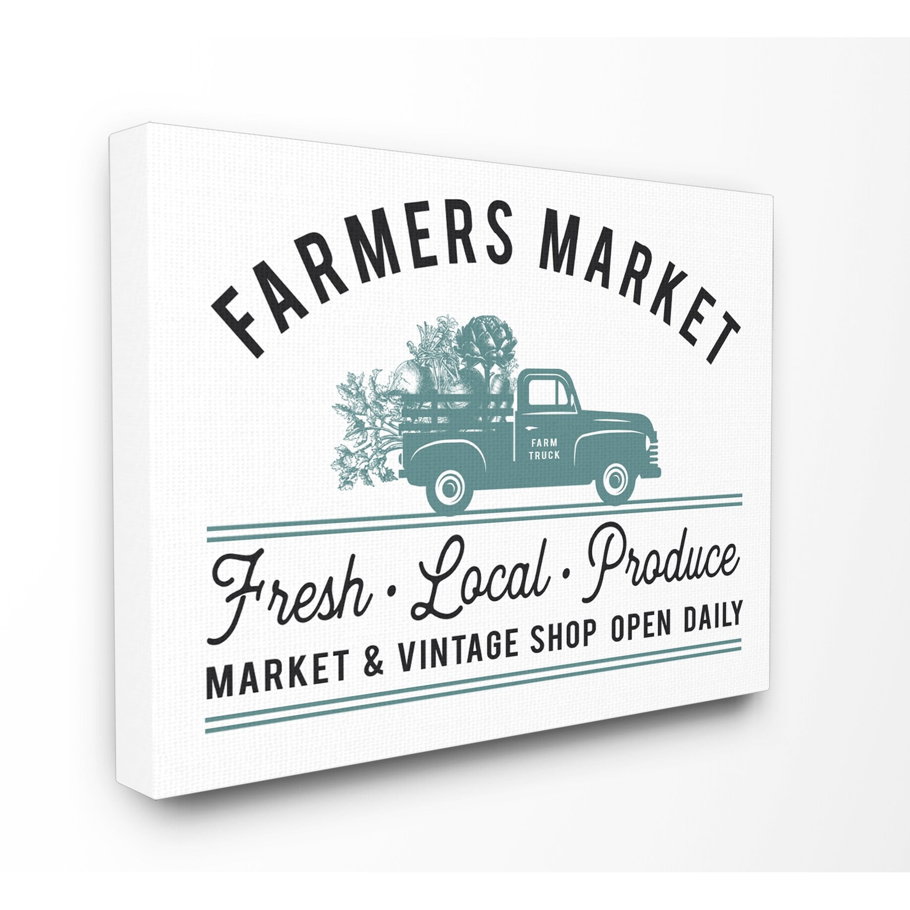 The Stupell Home Decor Collection Farmer's Market Icon Vintage Sign Oversized Stretched Canvas Wall Art