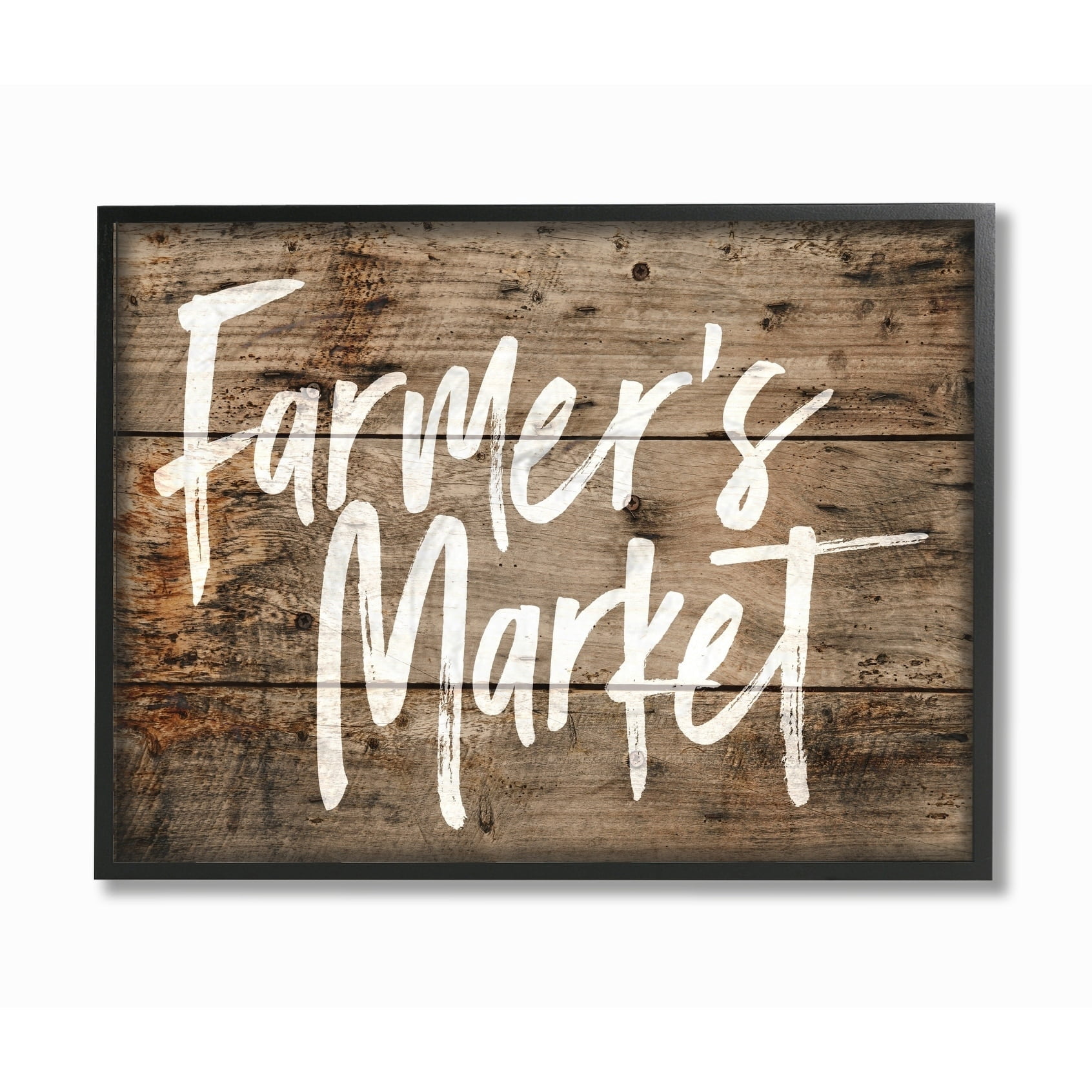 The Stupell Home Decor Collection Farmers Market Distressed Plank Wood Look Framed Giclee Wall Art