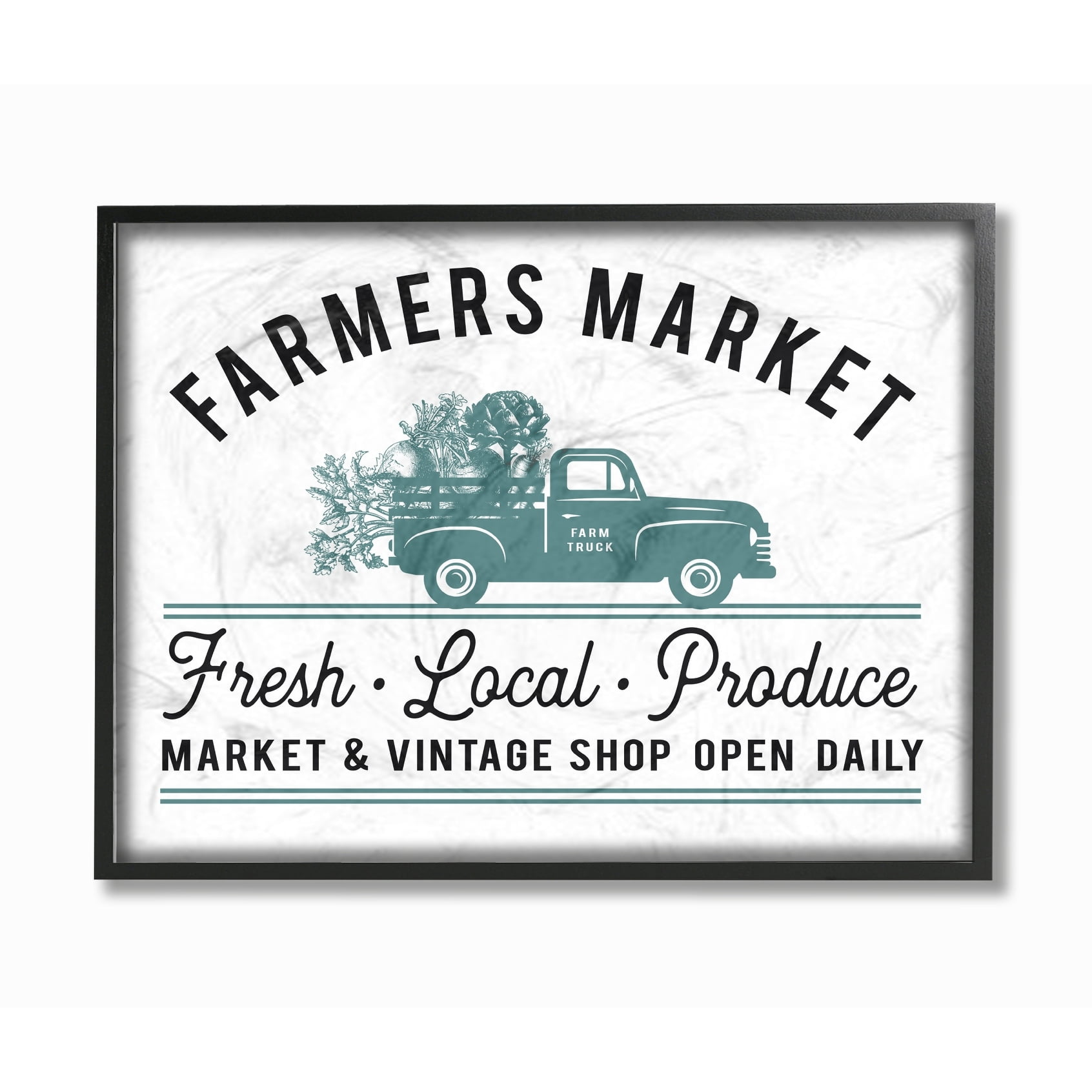 Stupell Farmer's Market Icon Vintage Sign Framed Giclee Texture Art 16 x 20
