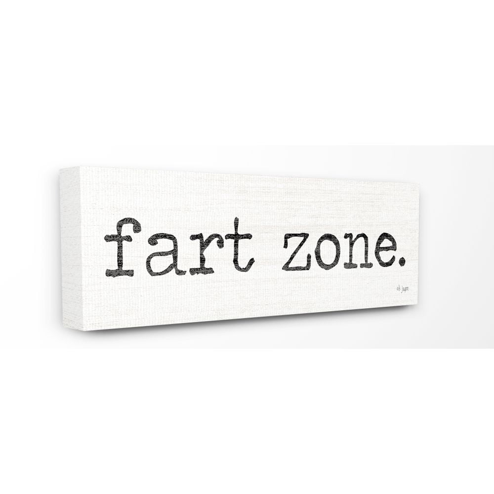 The Stupell Home Decor Collection Fart Zone Black and White Typewriter and Wood Grain Look Typography Canvas Wall Art