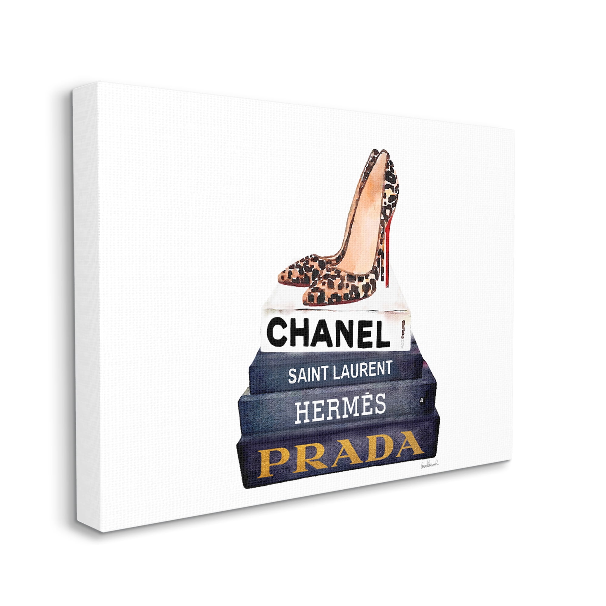 Glam Leopard Heels on Fashion Books Canvas Wall Art