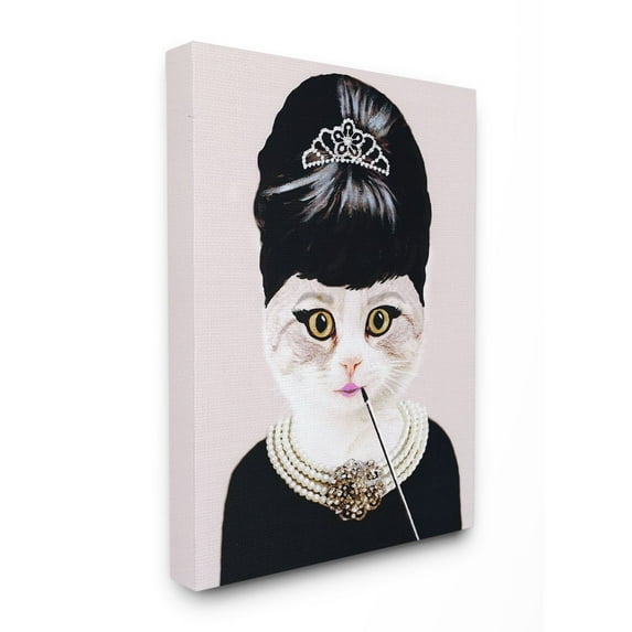 The Stupell Home Decor Collection Fashion Feline Jewelry And Makeup Cat Canvas Wall Art