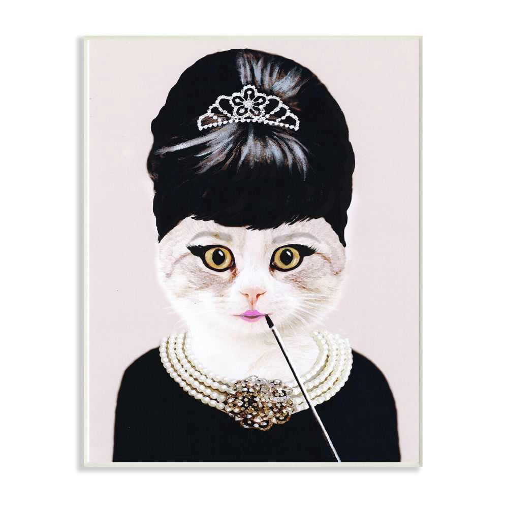 The Stupell Home Decor Collection Fashion Feline Jewelry And Makeup Cat Wall Plaque Art