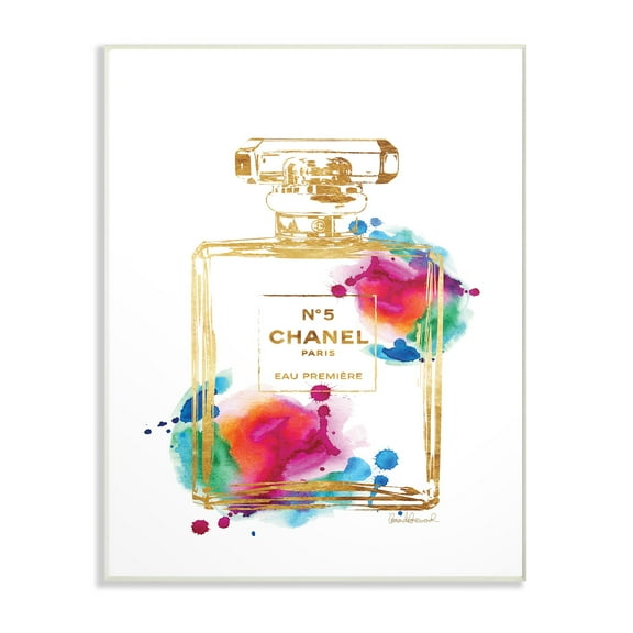 The Stupell Home Decor Collection Fashion Perfume Gold Rainbow Oversized Wall Plaque Art, 13 x 0.5 x 19
