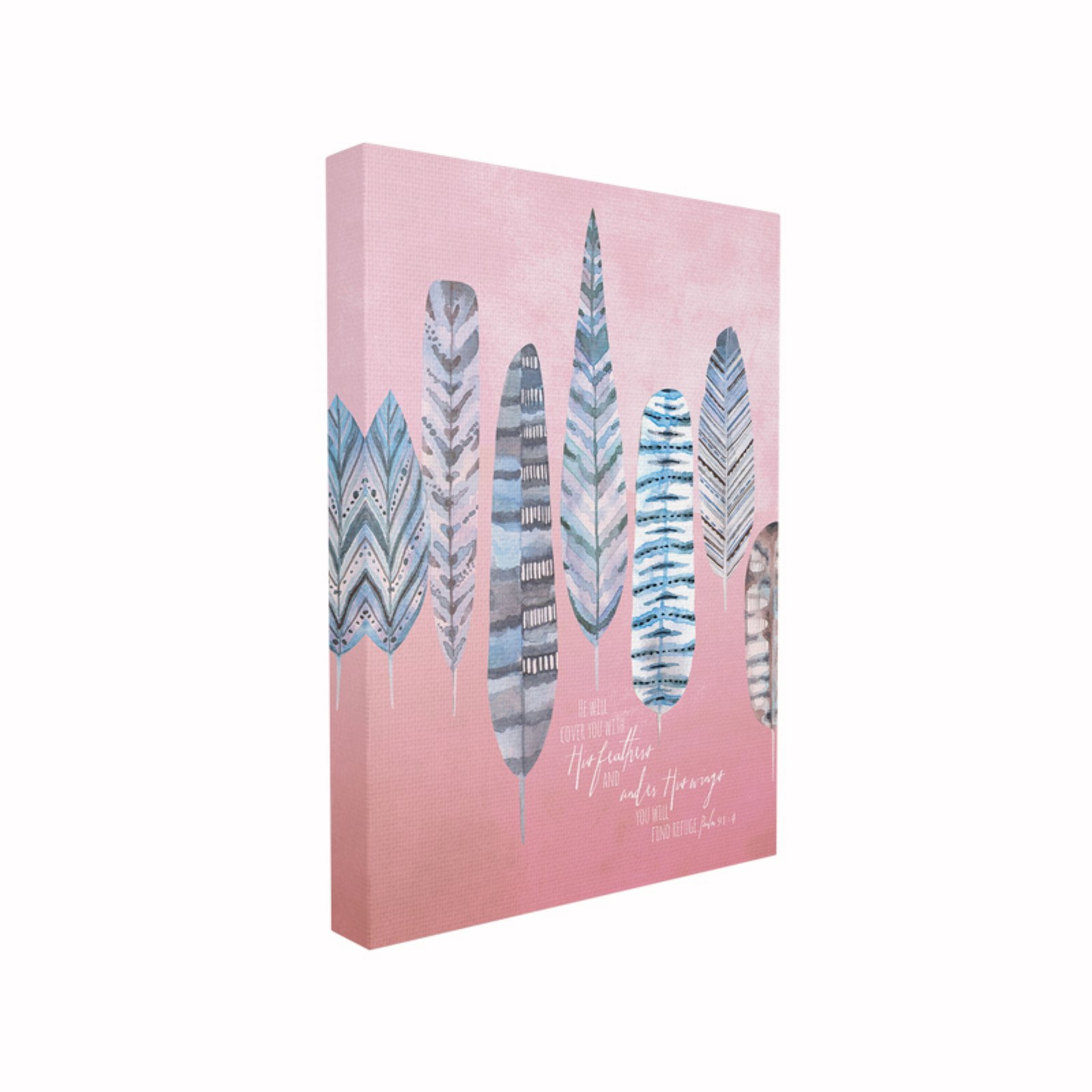 The Stupell Home Decor Collection Feathers And Wings Blue and Pink Watercolor Oversized Framed Giclee Texturized Art, 16 x 1.5 x 20