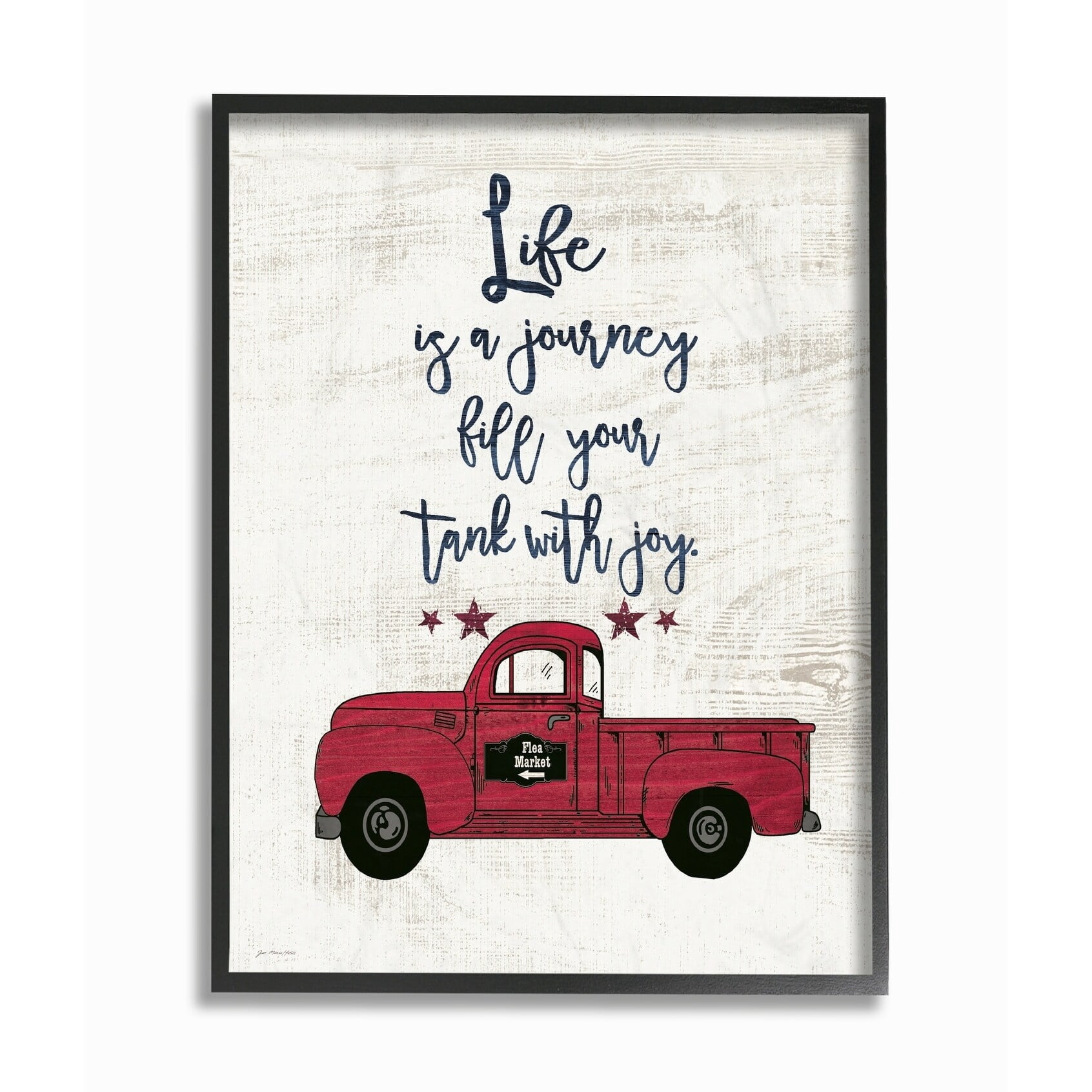 The Stupell Home Decor Collection Fill Your Tank With Joy Vintage Truck Illustration Framed Giclee Texturized Art, 11 x 1.5 x 14