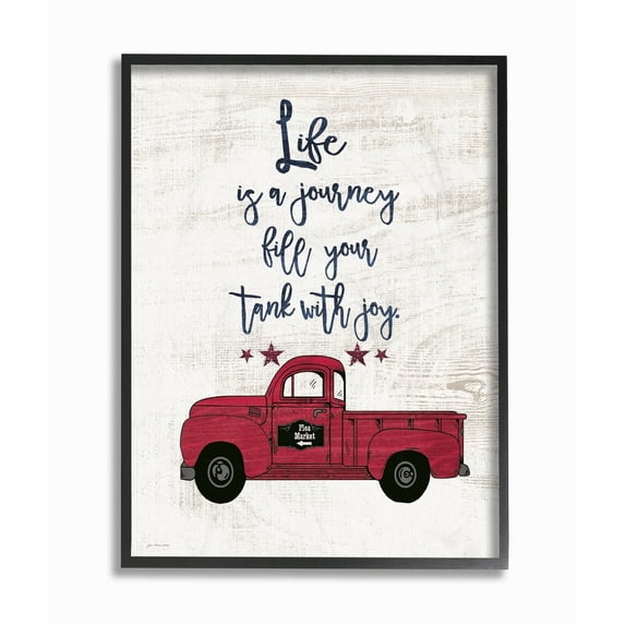 The Stupell Home Decor Collection Fill Your Tank With Joy Vintage Truck Illustration Oversized Framed Giclee Texturized Art, 16 x 1.5 x 20