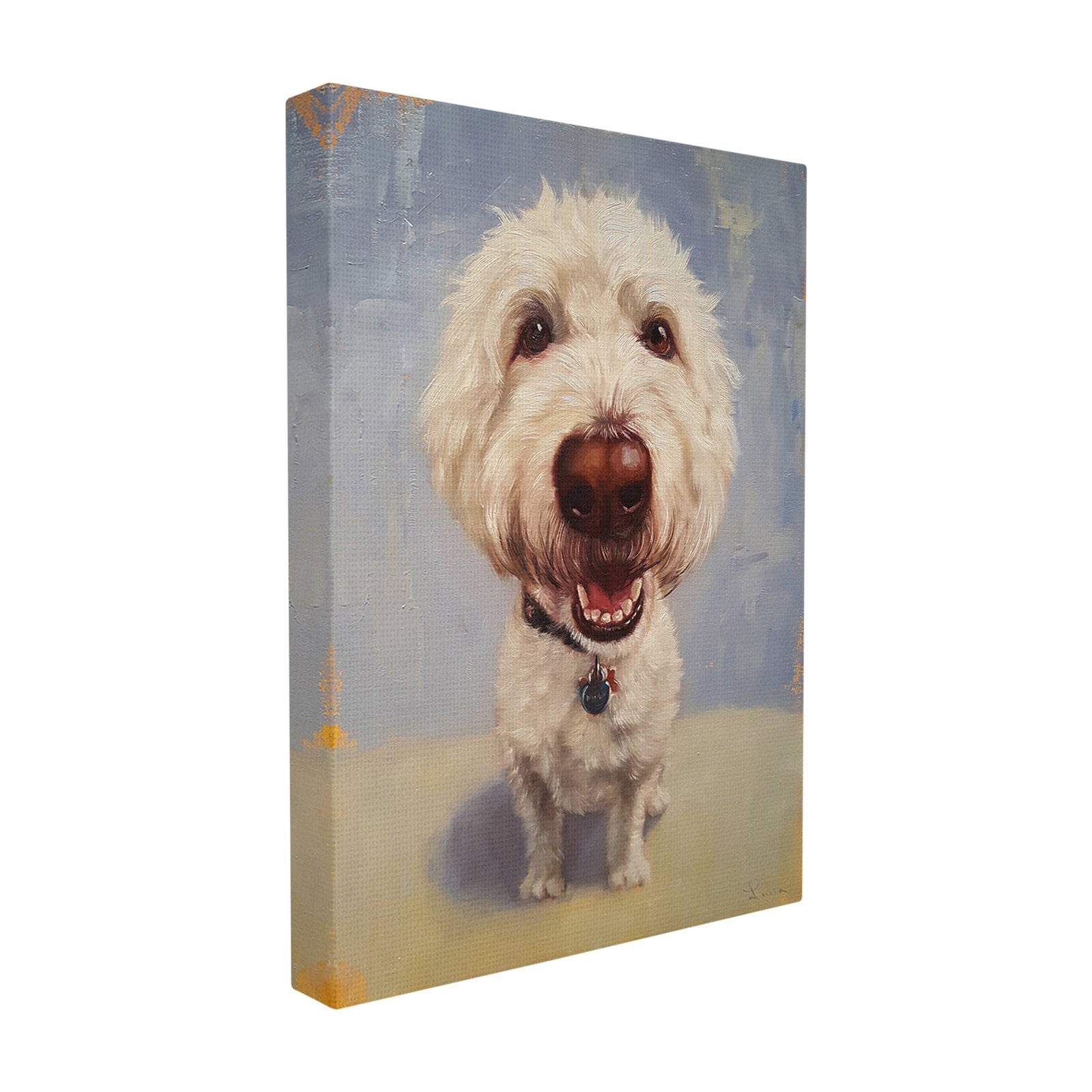 The Stupell Home Decor Collection Fish Eye White Dog Portrait Close Up Painting XXL Stretched Canvas Wall Art, 30 x 1.5 x 40