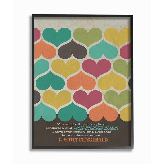 The Stupell Home Decor Collection Fitzgerald Beautiful Person Quote Typography Heart Pattern Framed Giclee Texturized Art, 11 x 14