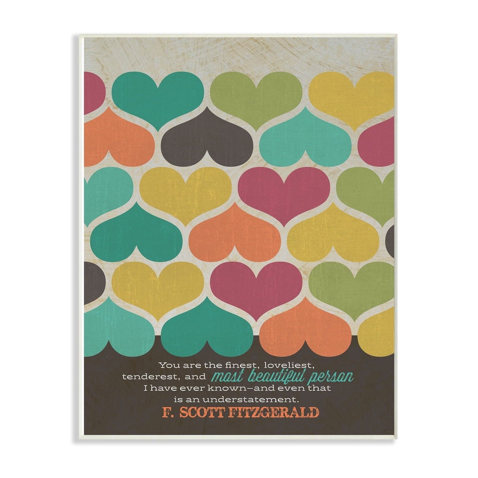 The Stupell Home Decor Collection Fitzgerald Beautiful Person Quote Typography Heart Pattern Wall Plaque Art, 12.5 x 18.5