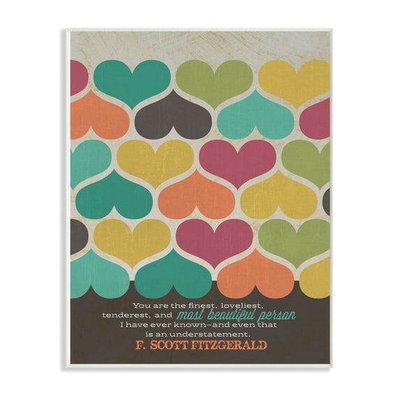 The Stupell Home Decor Collection Fitzgerald Beautiful Person Quote Typography Heart Pattern Wall Plaque Art, 12.5 x 18.5