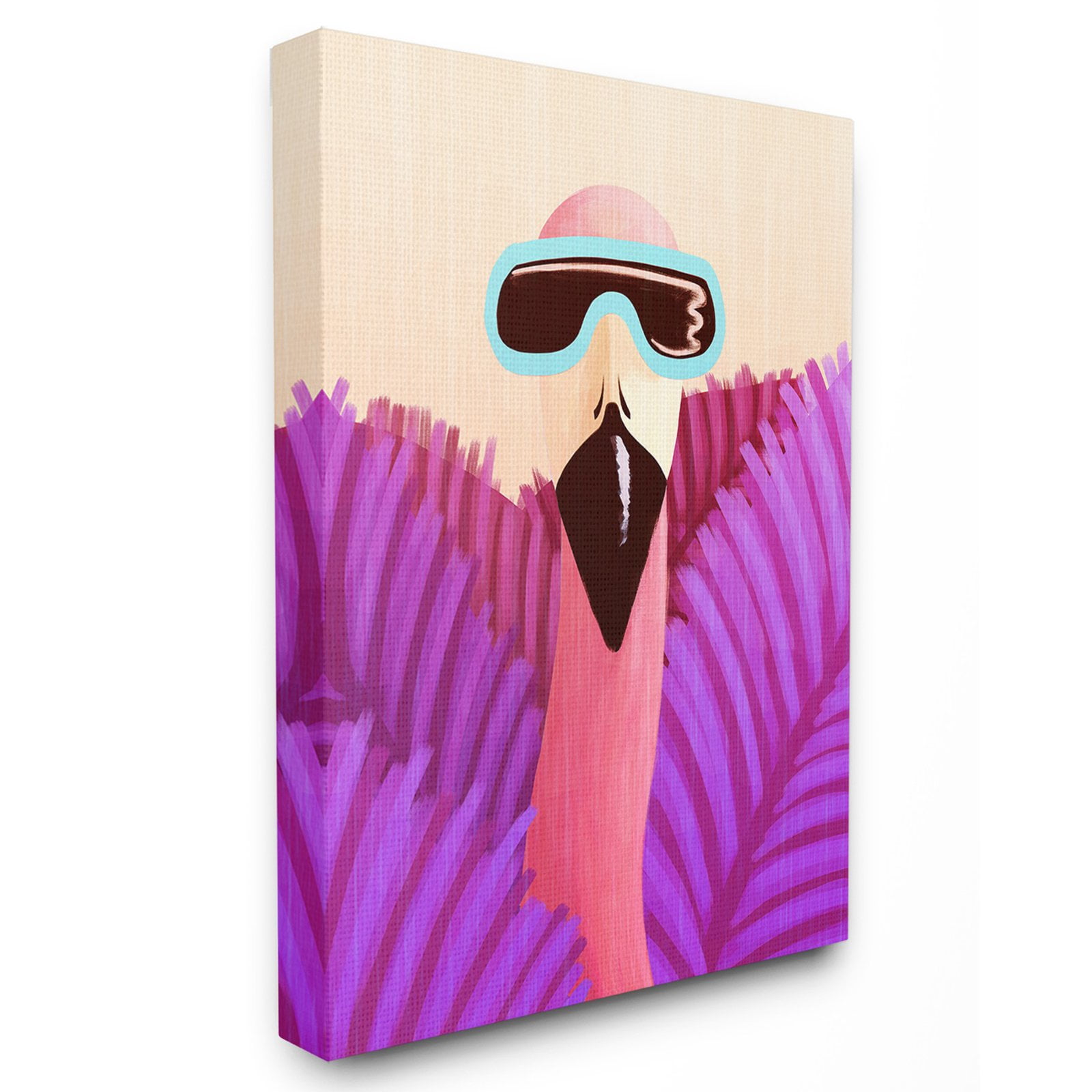 The Stupell Home Decor Collection Flamingo in Sunglasses And Purple Leaves Wall Art