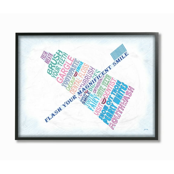 The Stupell Home Decor Collection Flash Your Smile Typography Bathroom Framed Texturized Art
