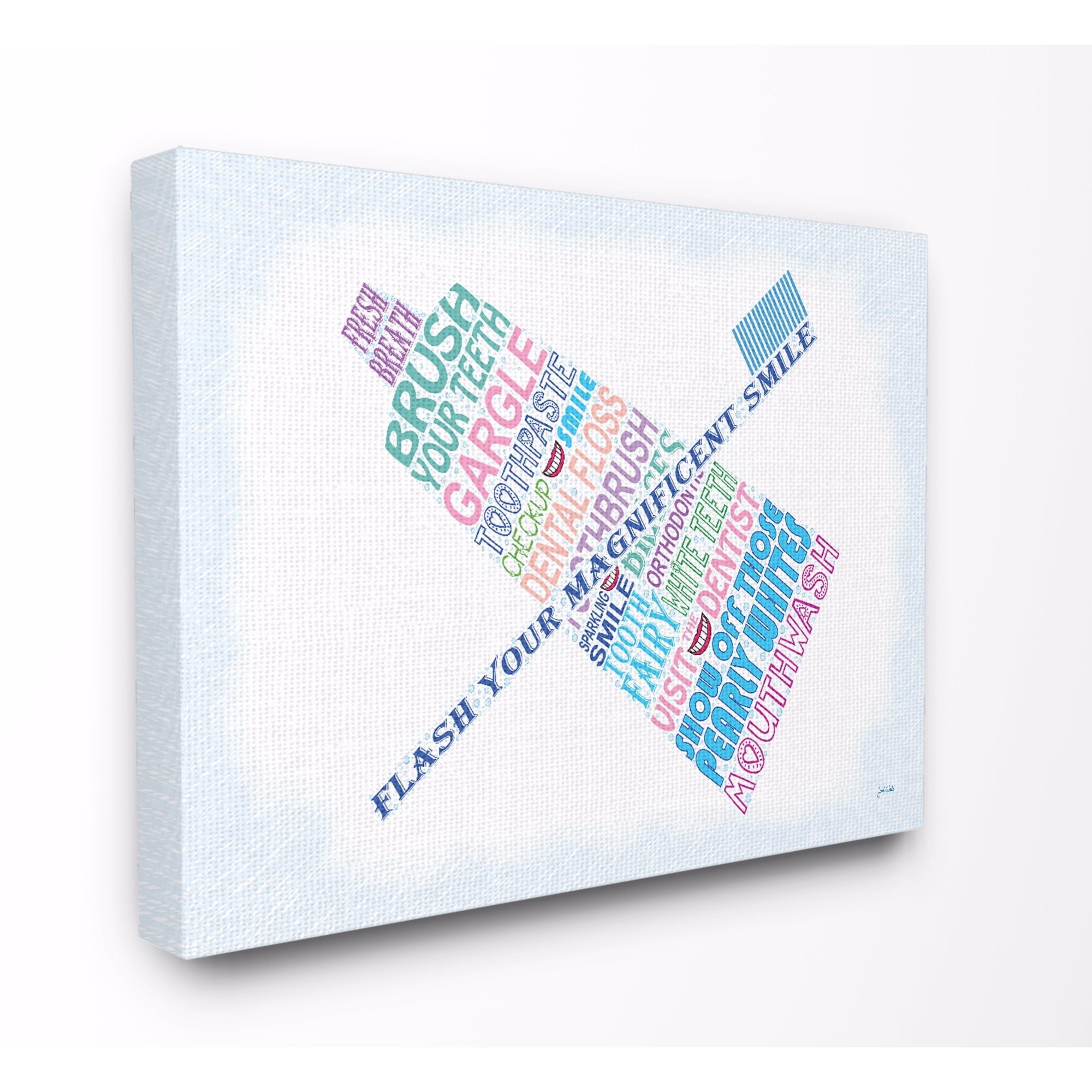 The Stupell Home Decor Collection Flash Your Smile Typography Bathroom Oversized Stretched Canvas Wall Art, 24 x 1.5 x 30