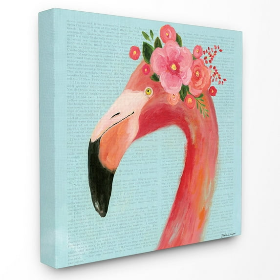 The Stupell Home Decor Collection Floral Flamingo Blue Portrait Wall Art