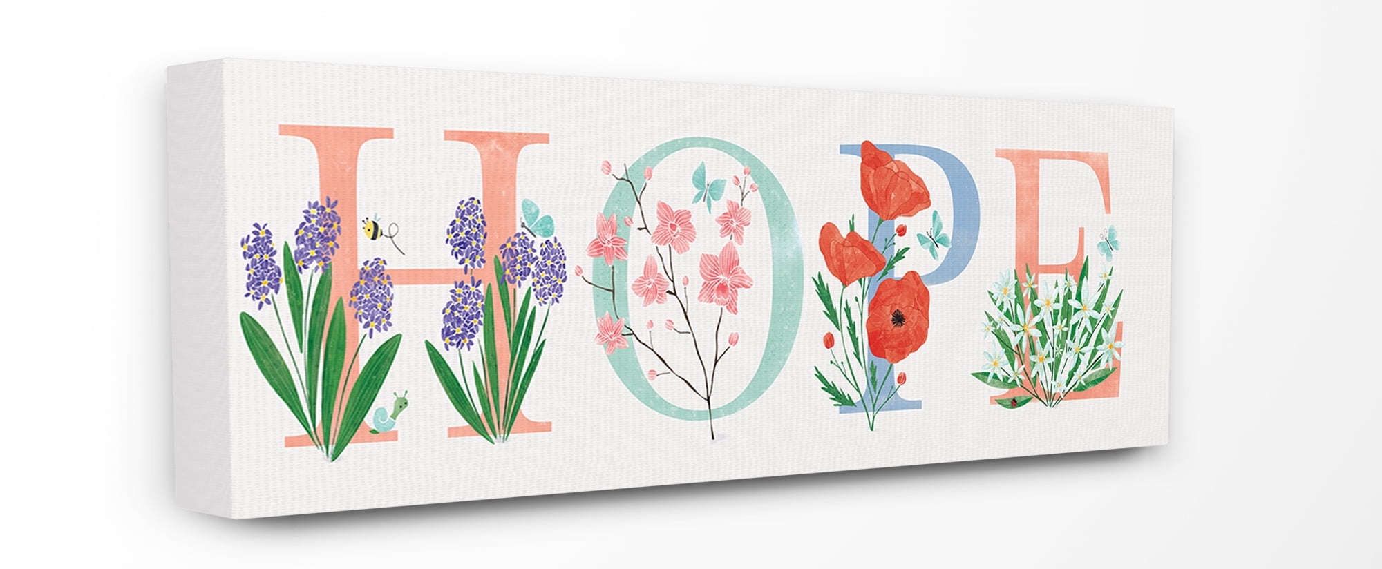 The Stupell Home Decor Collection Floral Hope Typography Oversized ...