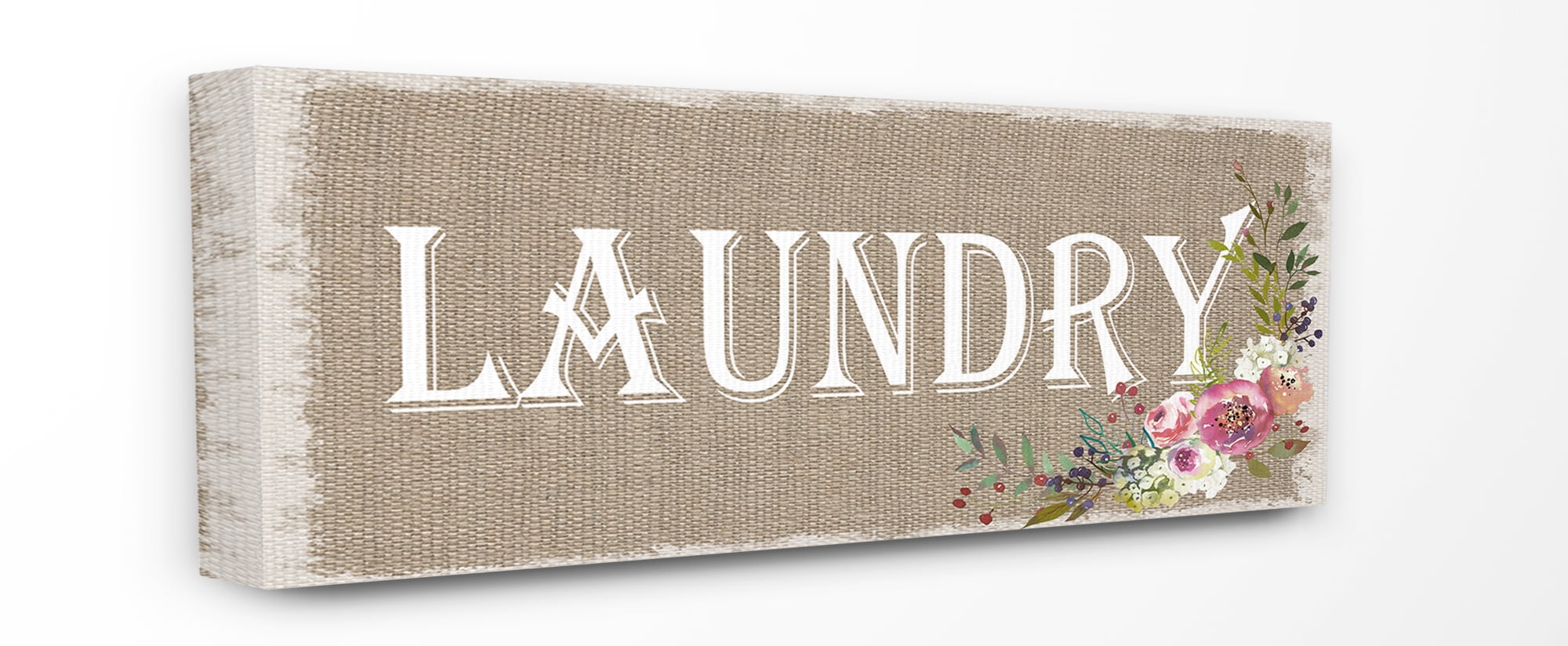 The Stupell Home Decor Collection Floral Linen Laundry Oversized Stretched Canvas Wall Art, 13 x 1.5 x 30