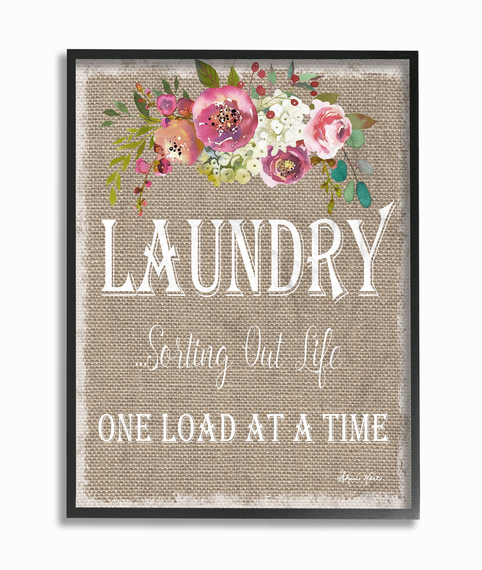 The Stupell Home Decor Collection Floral Linen Laundry Sorting Life Framed Giclee Texturized Art, 16 x 1.5 x 20