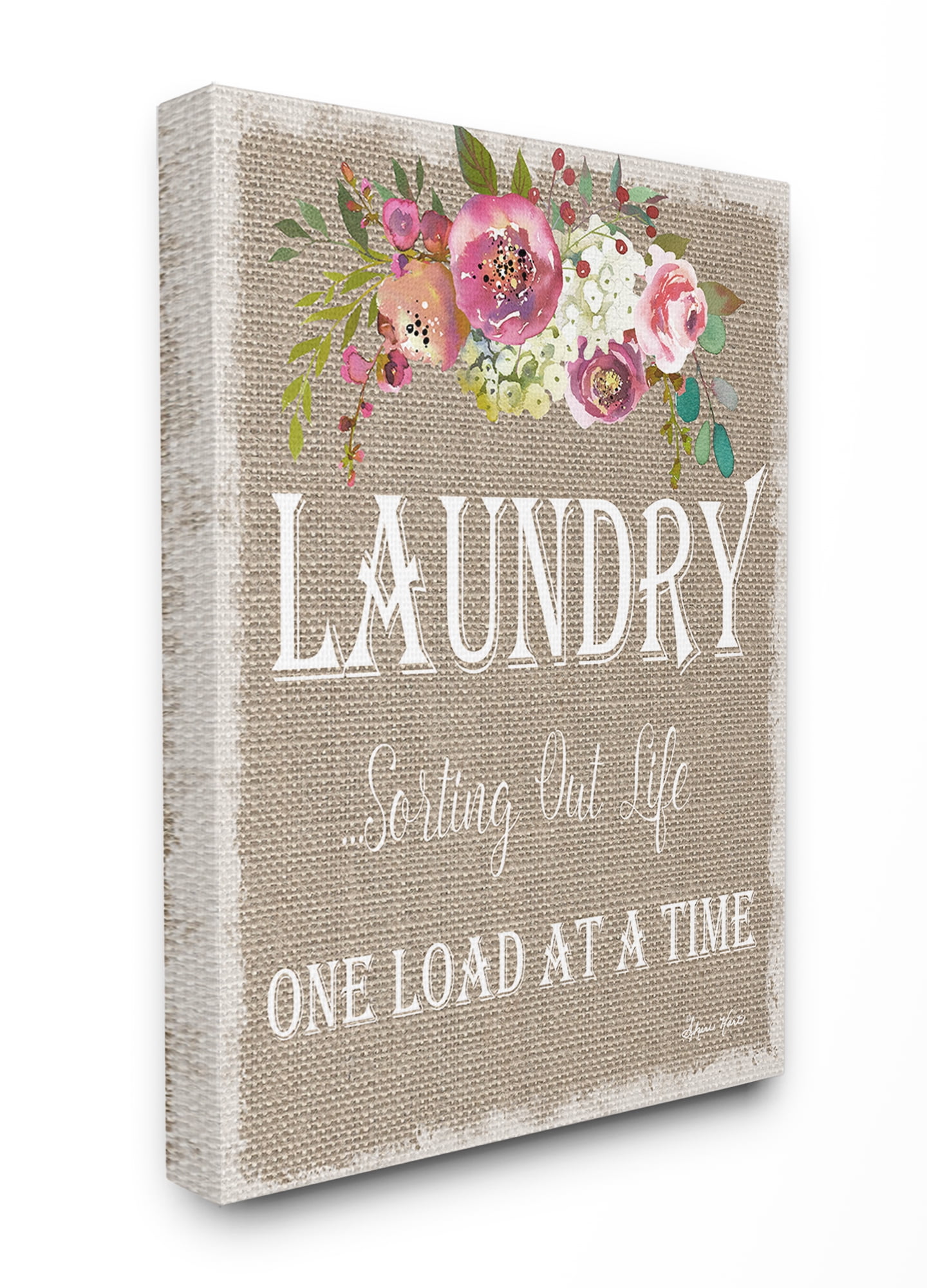 The Stupell Home Decor Collection Floral Linen Laundry Sorting Life Oversized Stretched Canvas Wall Art, 24 x 1.5 x 30