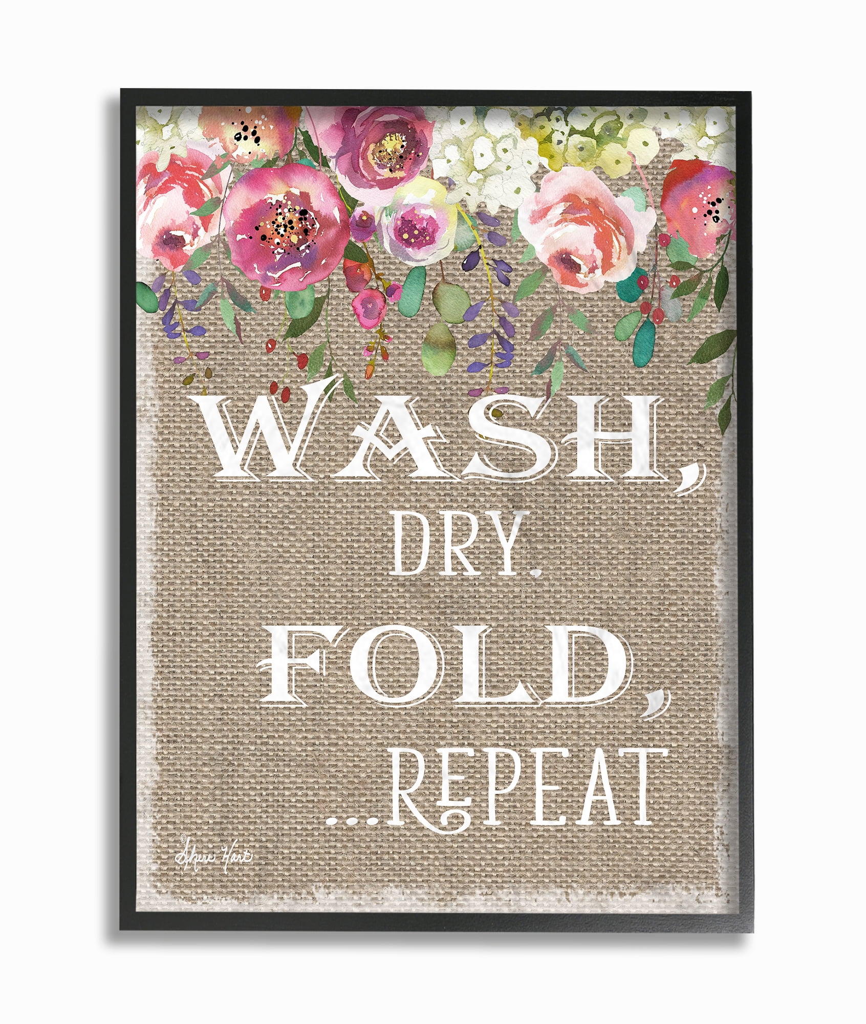 The Stupell Home Decor Collection Floral Linen Wash Dry Fold Framed Giclee Texturized Art, 11 x 1.5 x 14
