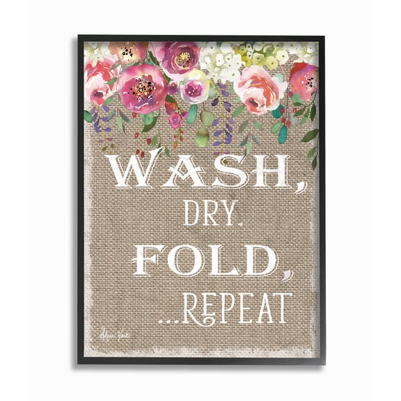 The Stupell Home Decor Collection Floral Linen Wash Dry Fold Framed Giclee Texturized Art, 11 x 1.5 x 14