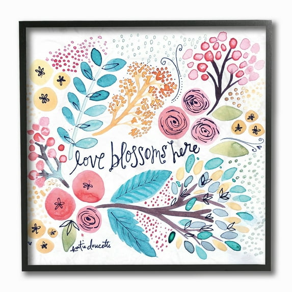The Stupell Home Decor Collection Floral Love Blossoms Here Wall Art