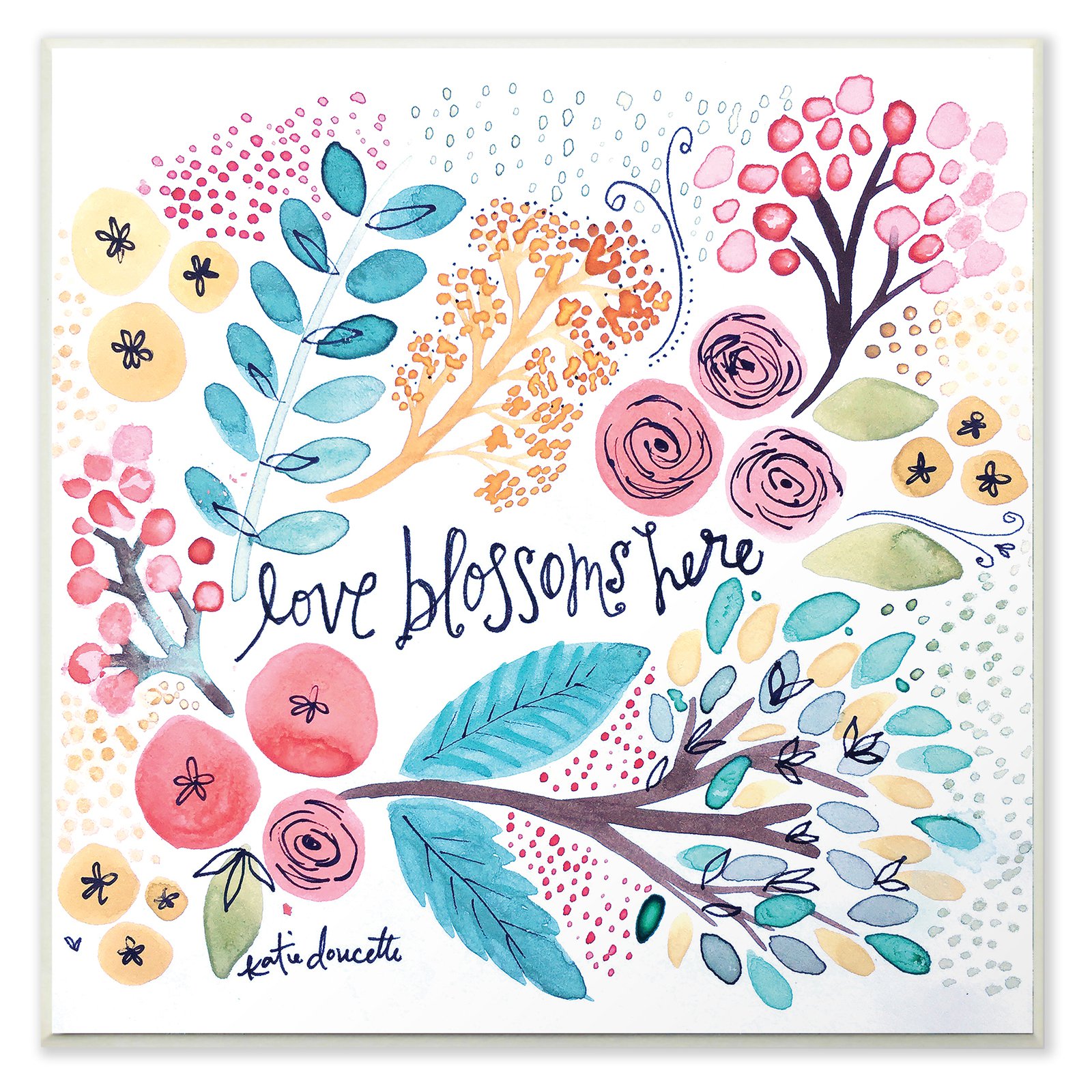 The Stupell Home Decor Collection Floral Love Blossoms Here Wall Art