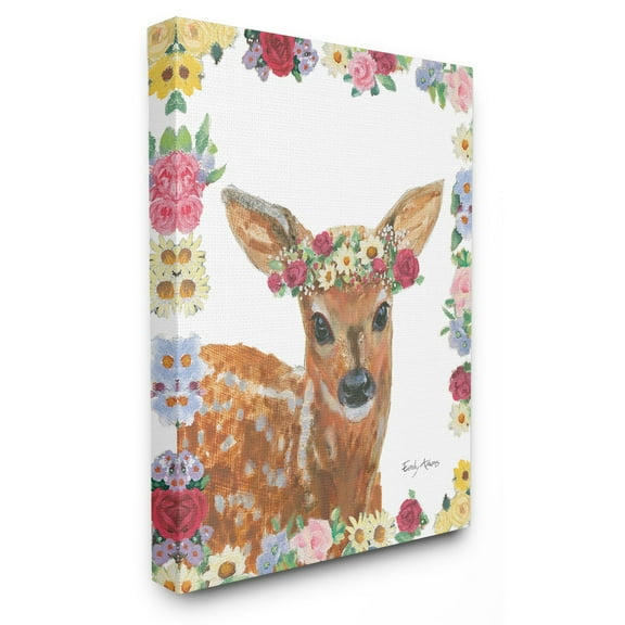 The Stupell Home Decor Collection Flower Friends Deer Wall Art