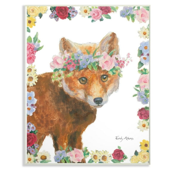 The Stupell Home Decor Collection Flower Friends Fox Wall Art