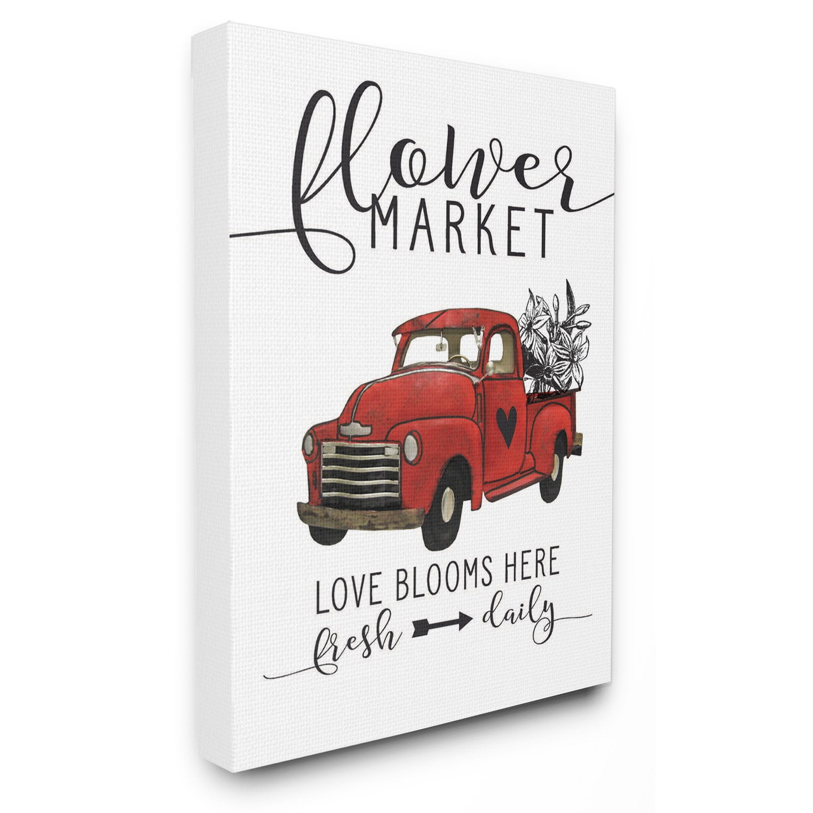 Red Flower Market Truck MDF Wall Art Plaque