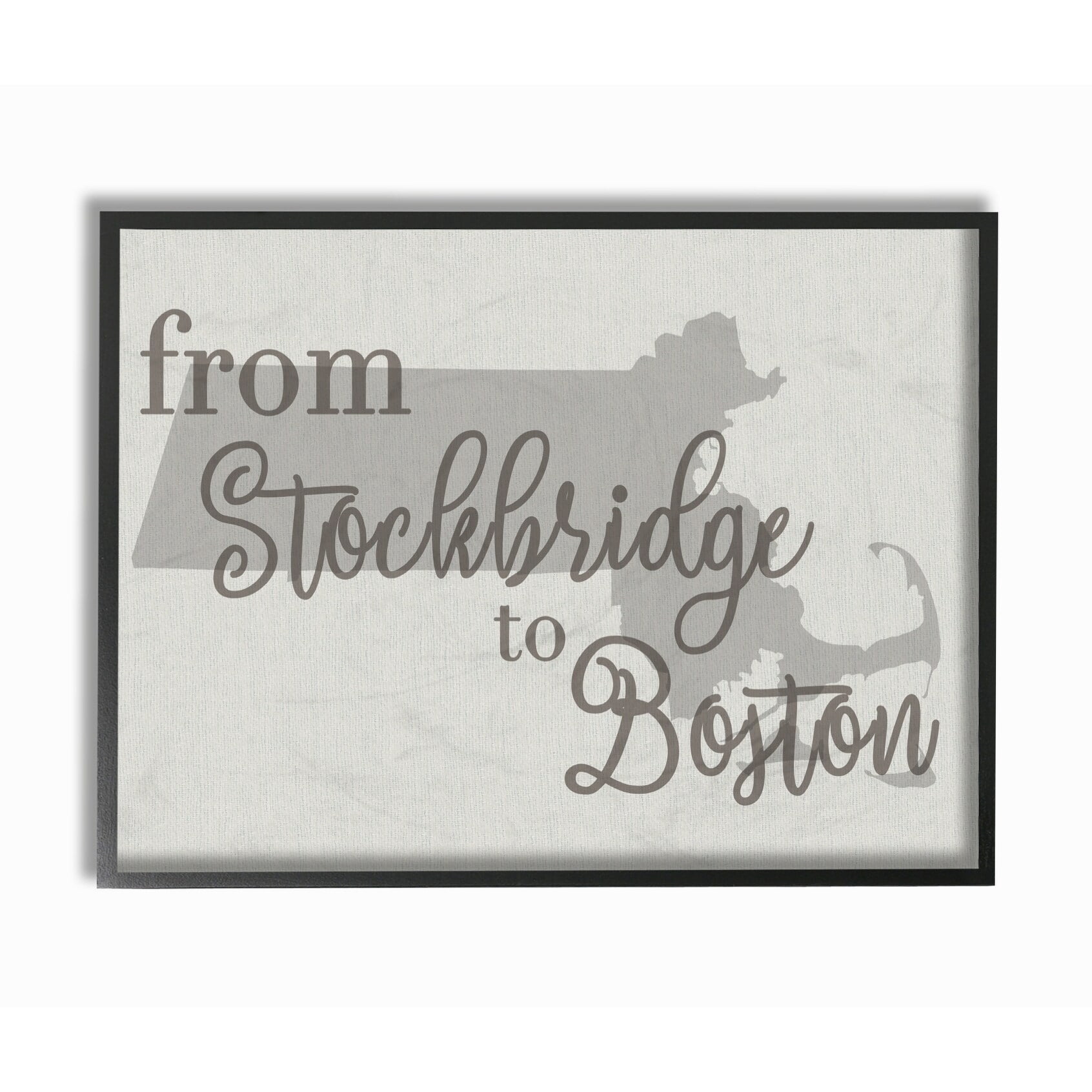 Stupell  From Stockbridge To Boston Typography Map Framed Giclee Texture Art 11 x 14