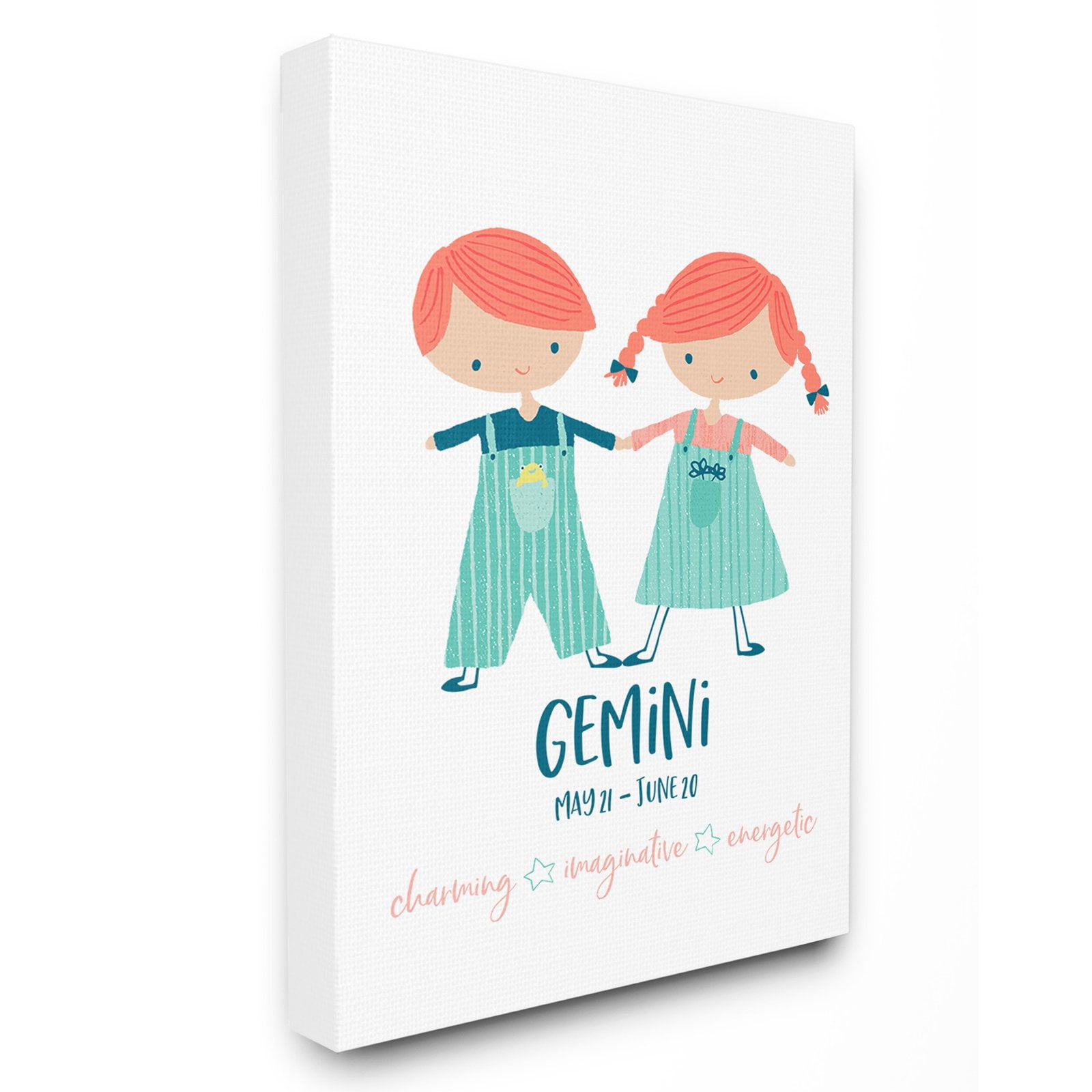 the kids room by stupell fun modern zodiac gemini children stretched canvas wall art, 30 x 1.5 x 40