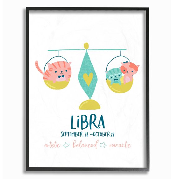 The Stupell Home Decor Collection Fun Modern Zodiac Libra Kittens Wall Art