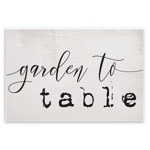 Stupell Industries French Country Garden To Table Black and White Script Typography Wall Plaque Art, 15 x 10, by Lil' Rue