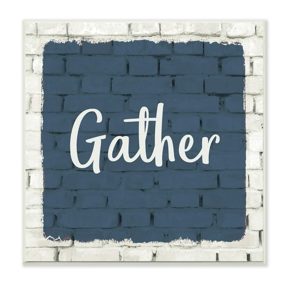 The Stupell Home Decor Collection Gather Blue Splash On Bricks Typography Wall Plaque Art, 10 x 0.5 x 15