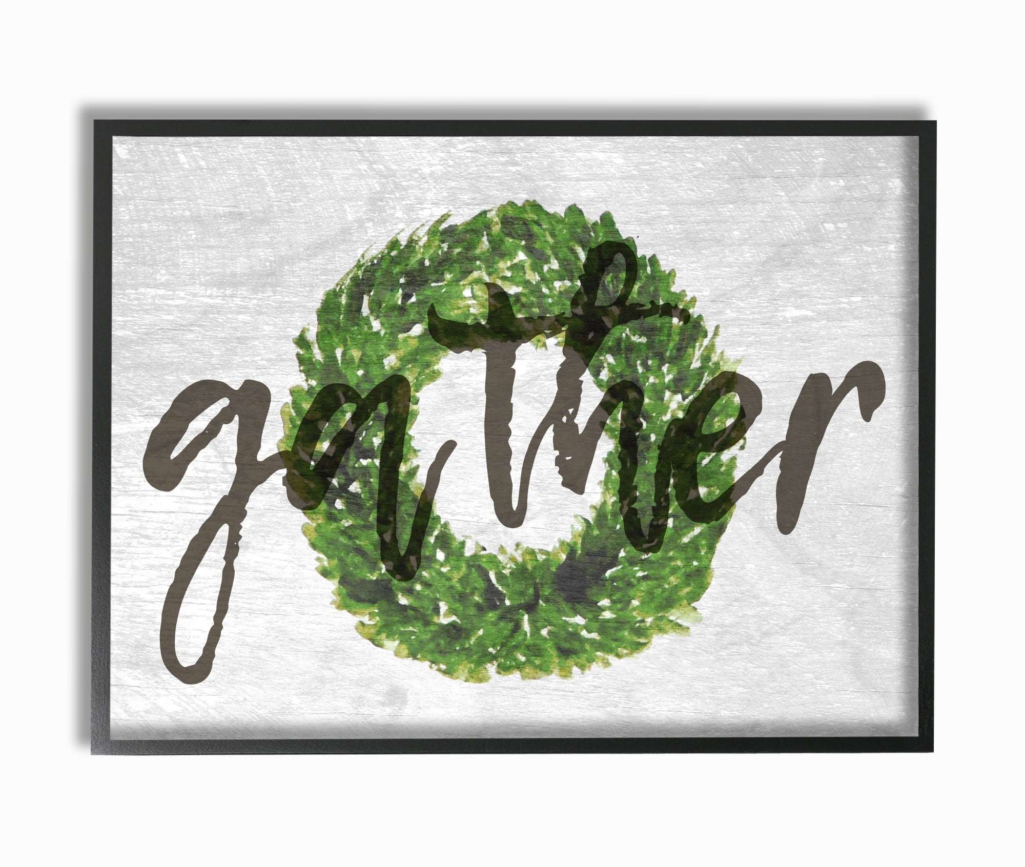 The Stupell Home Decor Collection Gather Boxwood Wreath Typography Framed Wall Art