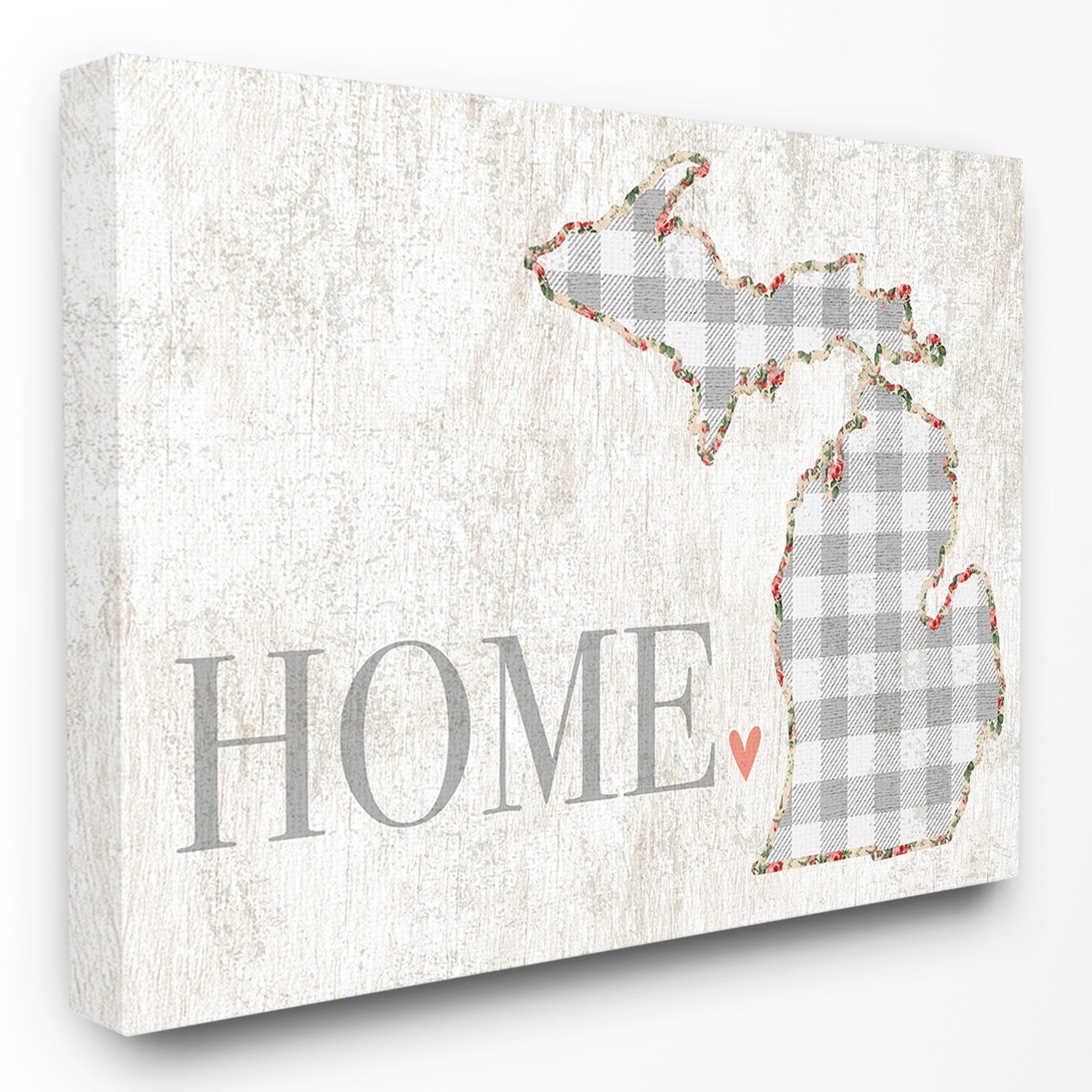 The Stupell Home Decor Collection Gingham Michigan Heart and Home Wall Art