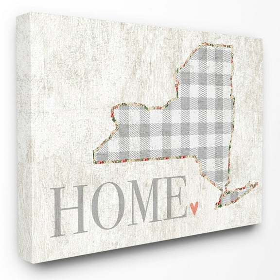 The Stupell Home Decor Collection Gingham New York Heart and Home Wall Art