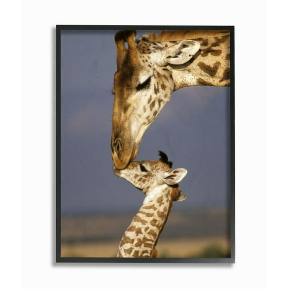 The Stupell Home Decor Collection Giraffe Family Mother with Calf Framed Giclee Texturized Art