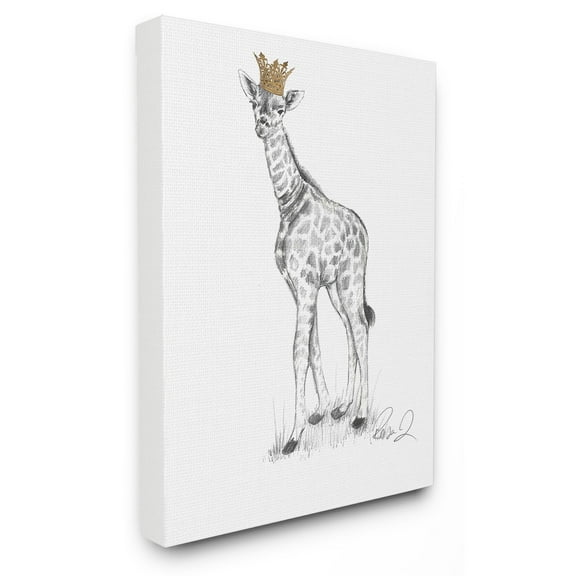 The Stupell Home Decor Collection Giraffe Royalty Graphite Drawing Wall Art