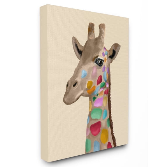 The Stupell Home Decor Collection Giraffe with Rainbow Colored Spots Illustration Wall Art
