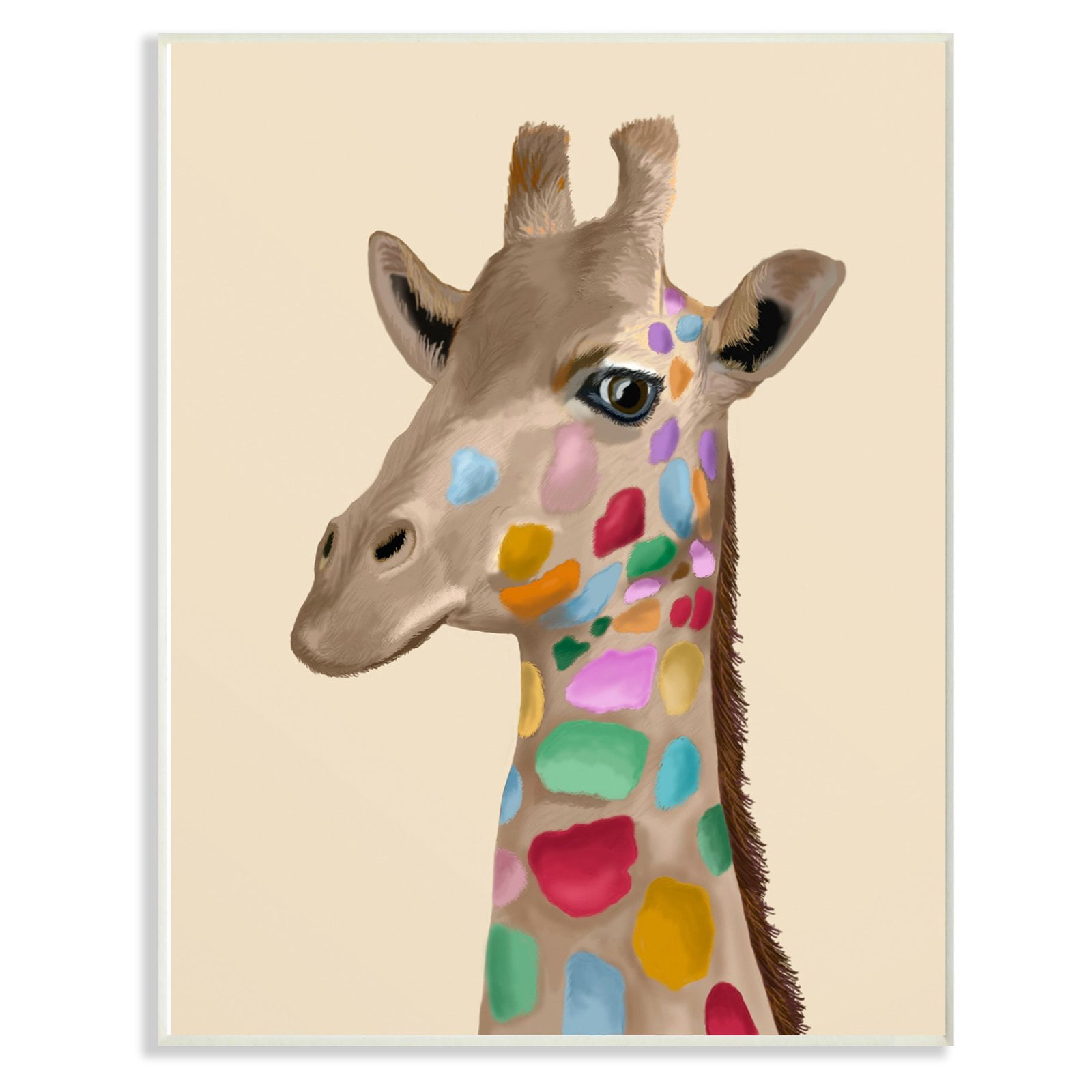The Stupell Home Decor Collection Giraffe with Rainbow Colored Spots Illustration Wall Art