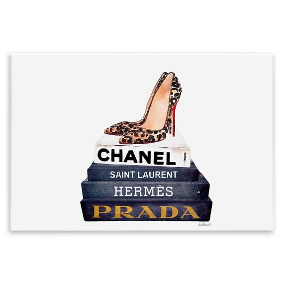 The Stupell Home Decor Collection Glam Fashion Book Set Leopard Pumps Heels Wall Plaque Art