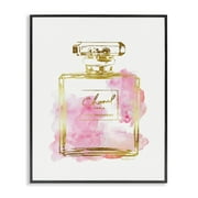 The Stupell Home Decor Collection Glam Perfume Bottle Gold Pink Oversized Framed Giclee Texturized Art