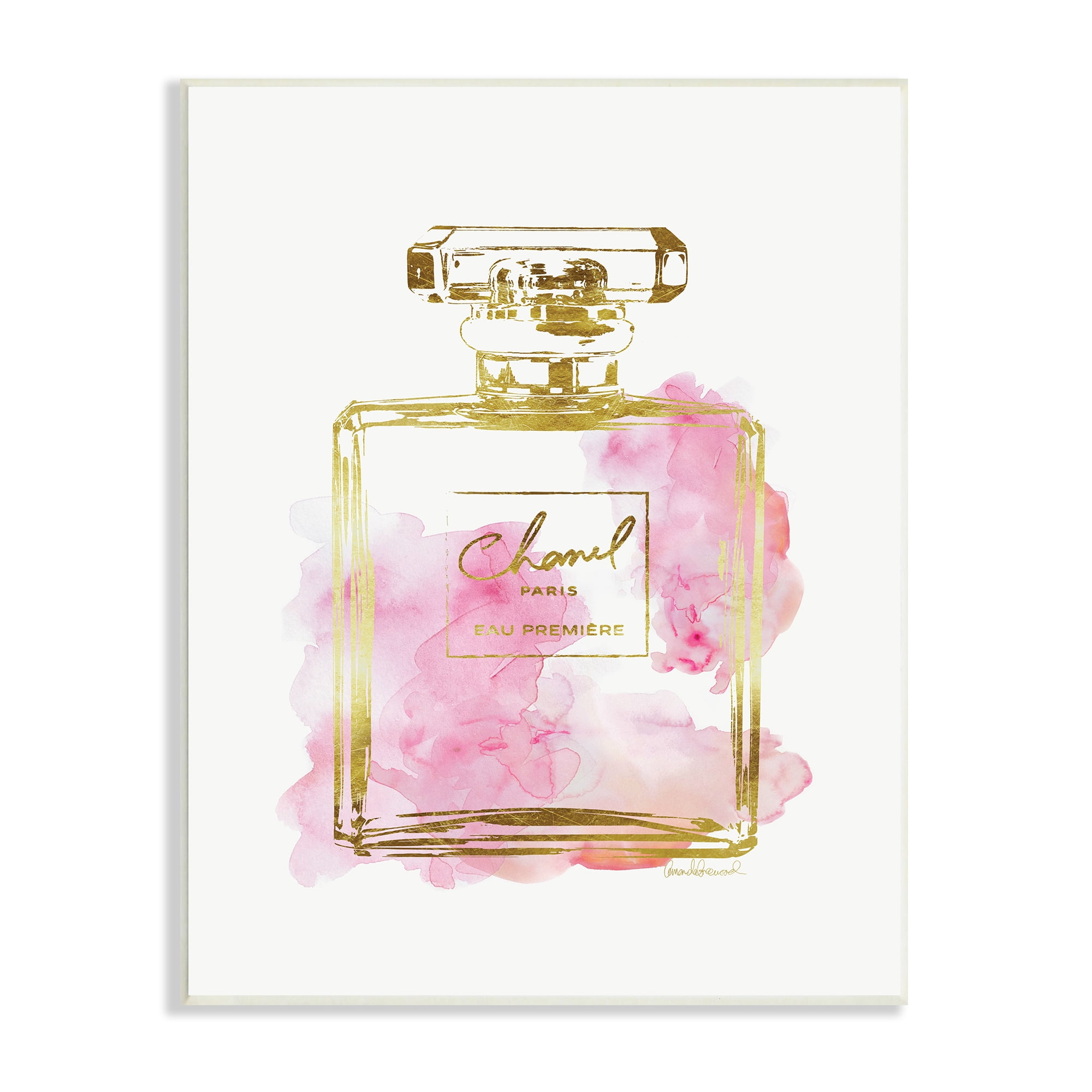 The Stupell Home Decor Collection Glam Perfume Bottle Gold Pink Wall ...