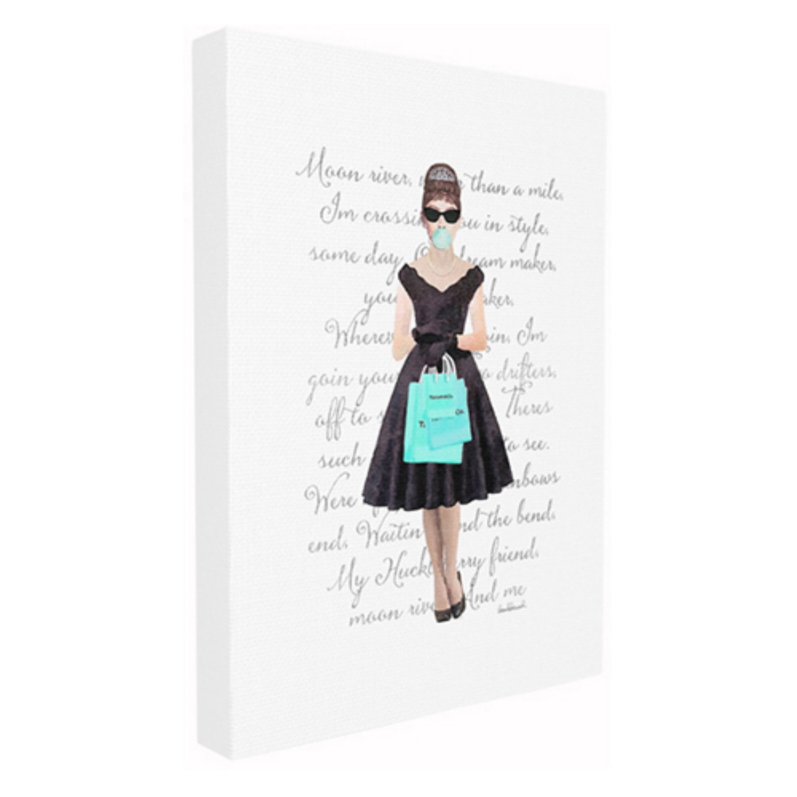 Glam Shopping Woman with Blue Bags Canvas Wall Art, 16 x 20