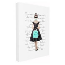 The Stupell Home Decor Collection Glam Shopping Hepburn Woman Blue Bubble Gum Fashion Stretched Canvas Wall Art, 16 x 1.5 x 20