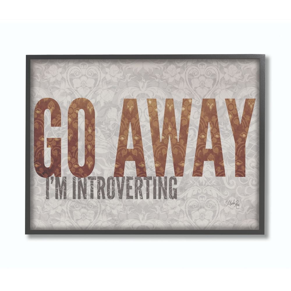 The Stupell Home Decor Collection Go Away I'm Introverting Pattern Typography Framed Giclee Texturized Art